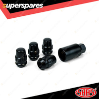 SAAS Lock Nuts Splined Acorn Bulge 1/2 Black Chrome Finish - in a Pack of 4