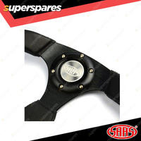 SAAS Steering Wheel Leather Finish 14 inch Black Flat Bottom ADR Compliant
