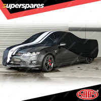 SAAS Car Cover Indoor Breathable Classic Ute Large 5.3m Black With White Stripes