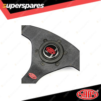 SAAS Steering Wheel Leather Lusso 350mm Contoured Grip Black Aluminium Spokes