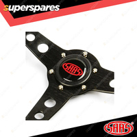 SAAS Steering Wheel Suede 14 inch Retro Black Spoke + Indicator ADR Compliant