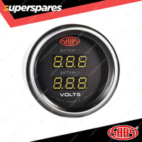 SAAS Digital Dual Battery Voltage Gauge 8v-18v 52mm Black Muscle Series