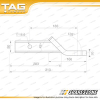 TAG Tow Ball Mount - Pin to Ball 183mm Long 3500kg Gross Trailer Weight