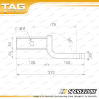 TAG Tow Ball Mount - Pin to Ball 178mm Long 2500kg Gross Trailer Weight