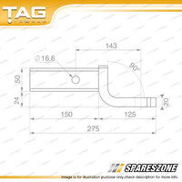 TAG Tow Ball Mount - Pin to Ball 143mm Long 2500kg Gross Trailer Weight