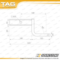 TAG Tow Ball Mount - Pin to Ball 198mm Long 2500kg Gross Trailer Weight