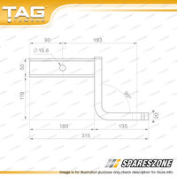 TAG Tow Ball Mount - Pin to Ball 193mm Long 2500kg Gross Trailer Weight