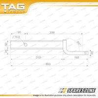 TAG Tow Ball Mount - Pin to Ball 338mm Long 2500kg Gross Trailer Weight