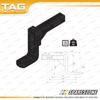TAG Tow Ball Mount - Pin to Ball 297mm Long 3500kg Gross Trailer Weight