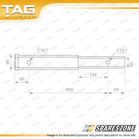 TAG Hitch Extender - Pin to Ball 356mm Long Heavy Duty 50mm Square Hitch
