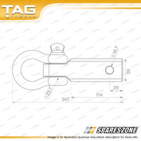 TAG Tow Ball Mount - Recovery Hitch with Fixed Bow Shackle Solid Steel