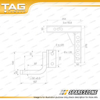 TAG Adjustable Tow Ball Mount - 4500kg Gross Trailer Weight 50mm Square Shank