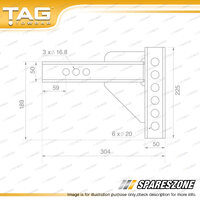 TAG Weight Distribution Shank - Heavy Duty 50mm Square Overall Height 225mm