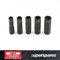 Toledo Deep Twist Socket Set 5 pcs - 3/8" Square Drive with Hex Head