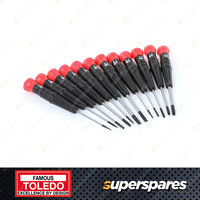 Toledo Precision Screwdriver Set 12 pcs - Includes Both Slotted and Philips Tips