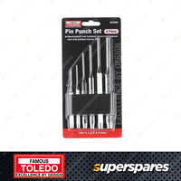 Toledo Pin Punch Set 6 pcs - Size 2 3 4 5 6 & 8mm CR-Moly Polished