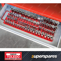 Toledo Heavy Duty Socket Tray Rail Kit 80 pcs - 1/4" 3/8" 1/2" Square Drive