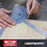 Toledo 300mm Protractor 180 Degree - Professional Stainless Steel Double Blade
