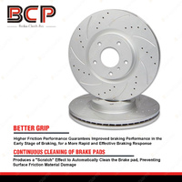 Slotted Pair Front Disc Brake Rotors for Nissan Primera 18G P12 1.8L 2002 - 2005