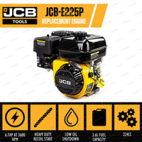 JCB Tools Petrol Engine 7.5Hp 4-Stroke Recoil Start - 19.05mm Horizontal Shaft