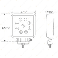 LED Autolamps High Powered Square Flood Light 9 LED Work Lamp 9-32V Blister