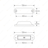 LED Autolamps White Rear End Outline Marker Light 24V 3 LED Lamp Twin Blister