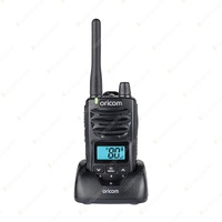 2x Oricom 5 Watt Handheld UHF CB Radios with Speaker Mic & Charging Pod DTXTP600