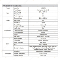 Projecta Type 2 Electric Vehicle Wall Charger 22KW Provides AC Power