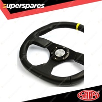 SAAS Steering Wheel 14 Inch Black Leather Finish Flat Bottom + Indicator