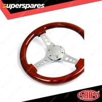 SAAS Steering Wheel 14 Inch Wood Logano Chrome Spoke & Chromed Horn Button