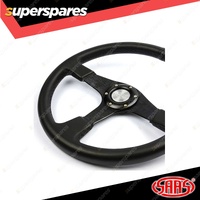 SAAS Steering Wheel 15 Inch Leather Octane Black Spoke Shallow 25mm Dish