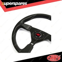 SAAS Steering Wheel 14 Inch Leather Director Black Spoke Shallow 25mm Dish