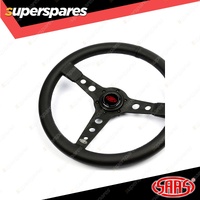 SAAS Steering Wheel 14 Inch Leatherette Retro Black Spoke Black Stit