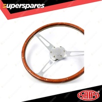 SAAS Steering Wheel 15 Inch Wood Classic Polished Alloy Slots Riveted Woodgrain