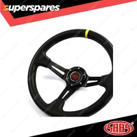 SAAS Steering 14 Inch Wheel Leather Deep Dish Black Slotted + Indicator