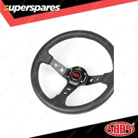 SAAS Steering 14 Inch Wheel Leather GT Deep Dish Black With Holes No Indicator