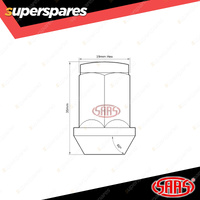 SAAS Wheel Nuts Acorn Bulge 12 x 1.25 Black Finish 35mm Length - in a Pack of 5