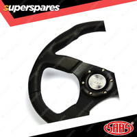 SAAS Steering Wheel Leather Finish 14 inch Black Flat Bottom ADR Compliant