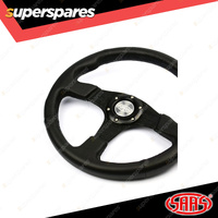 SAAS Steering Wheel Leather 14 inch Black Brushed Finished Spokes ADR Compliant
