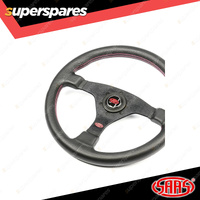 SAAS Steering Wheel Leather Lusso 350mm Contoured Grip Black Aluminium Spokes