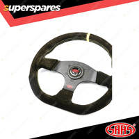 SAAS Steering Wheel Suede Pista 330mm Black Indicator Contoured Grip 40mm Dish