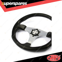 SAAS Steering Wheel Polyurethane 14 inch Brushed Alloy Spoke 25mm Dish ADR