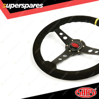 SAAS Steering Wheel Suede 14 inch Retro Black Spoke + Indicator ADR Compliant