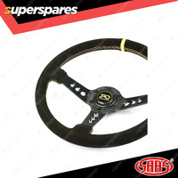 SAAS Steering Wheel Suede SRD 14 inch Deep Dish Black With Holes Indicator ADR