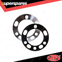 SAAS Wheel Spacers Universal 6 Stud 6mm Thickness Black - in a Pack of 2