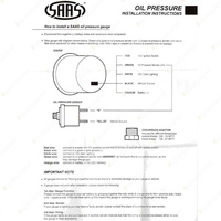 SAAS Oil Pressure Gauge 0-140 psi 52mm 2" White Face Muscle Series