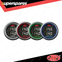 SAAS Digital Dual Battery Voltage Gauge 8v-18v 52mm Black Muscle Series