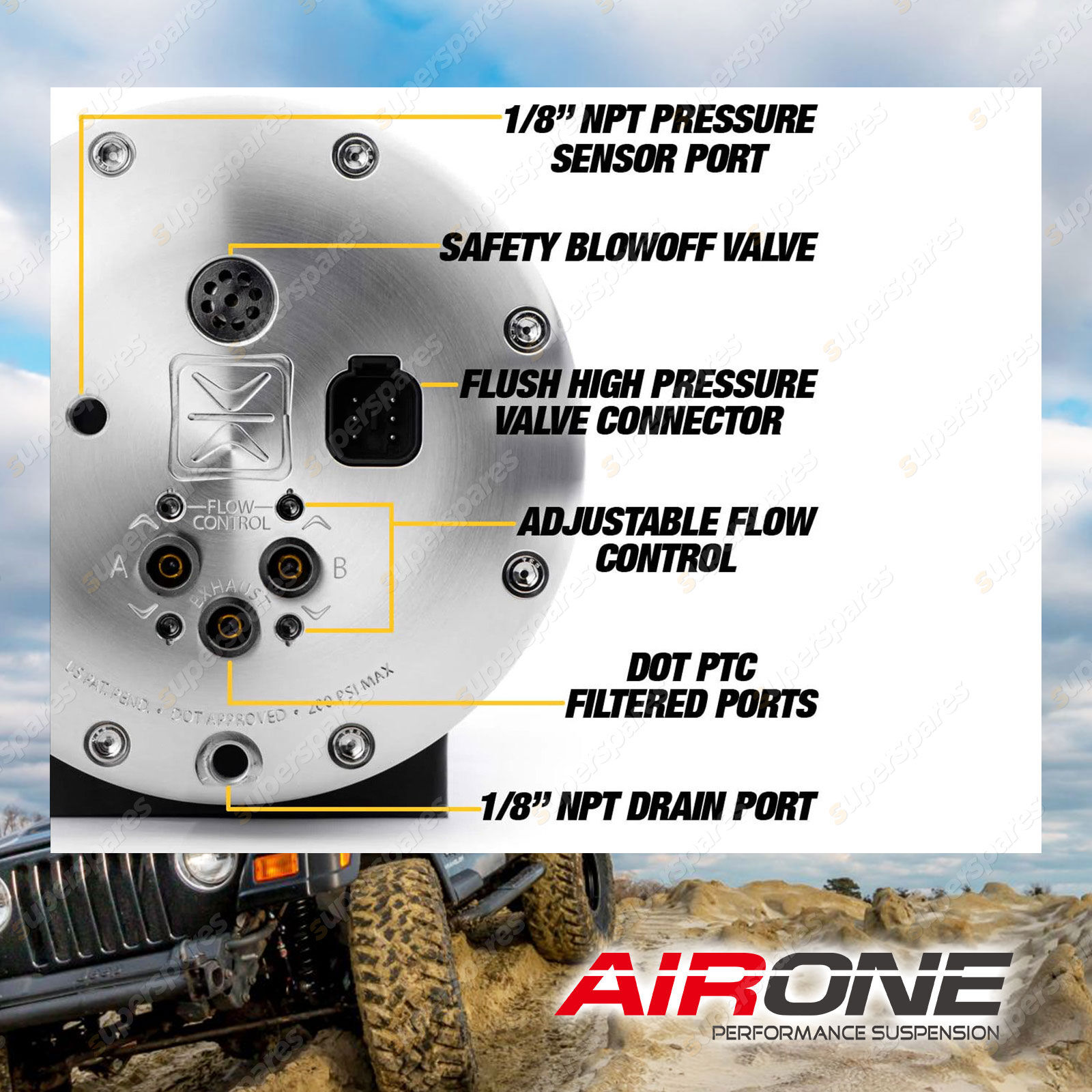 Airone AccuAir ENDO-VT 4-Corner 3 Gallon Valve Tank for Air Suspension ...