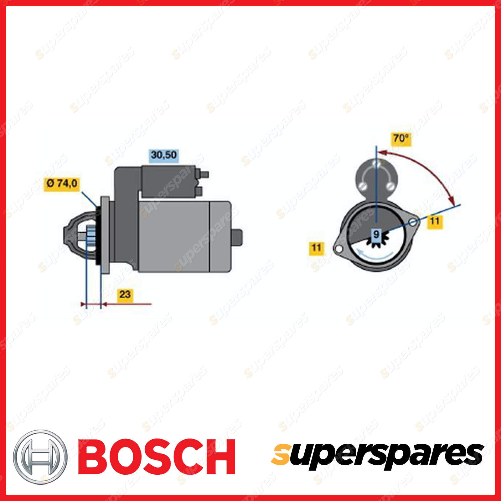 Bosch Starter Motor 12V 2kW Pinion Home Position 20mm 0001109035