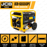 JCB Tools 7.9Kw Petrol Generator With Wheel Kit Aus - Heavy-Duty Construction